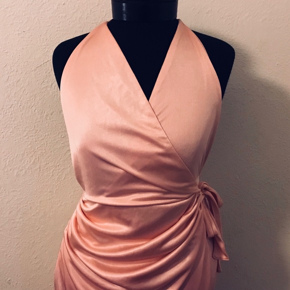 baby pink satin mini dress
